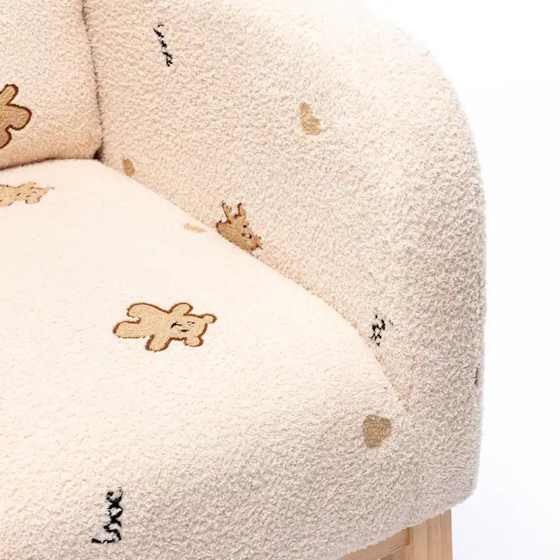 Modern Upholstered Rocker Armchair With Side Pocket, High Back Wooden Nursery Chair
