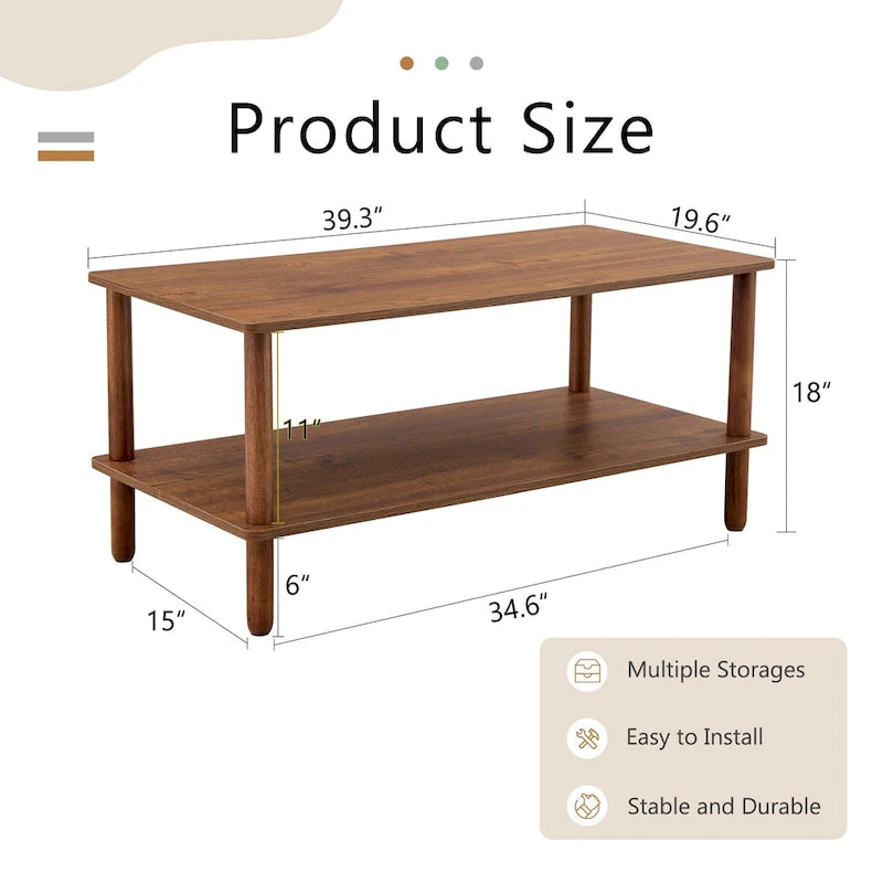 Living Room Rectangular 2-Tier Coffee Table