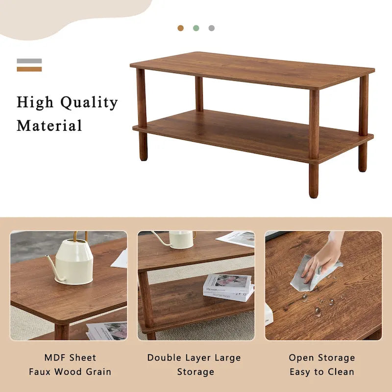 Living Room Rectangular 2-Tier Coffee Table