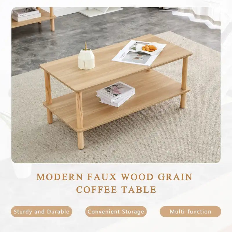 Living Room Rectangular 2-Tier Coffee Table