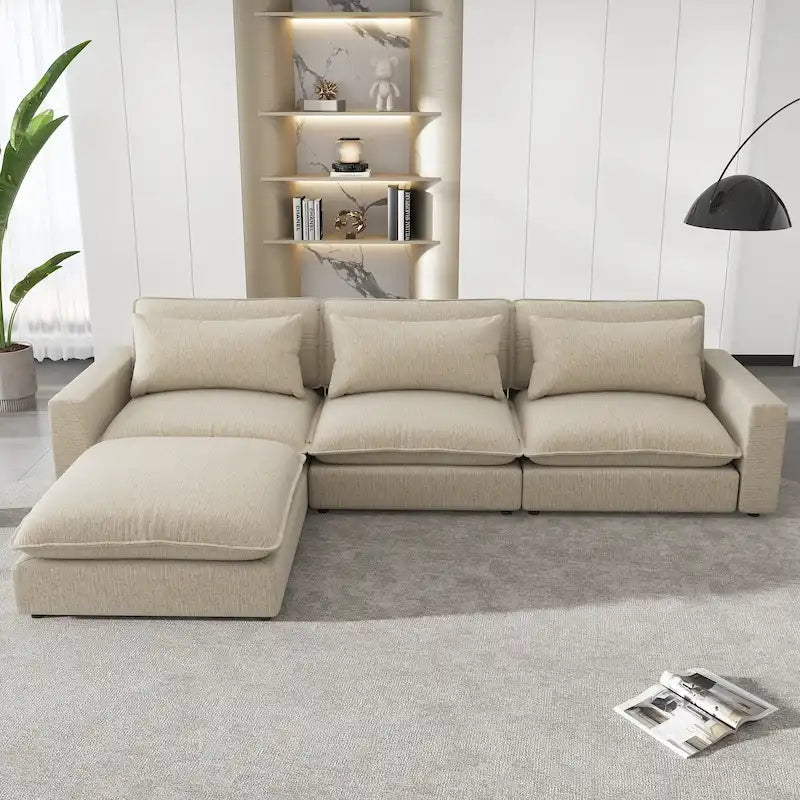 128inch Sectional Sofa Cloud Sofa Chenille Upholstered Sofa