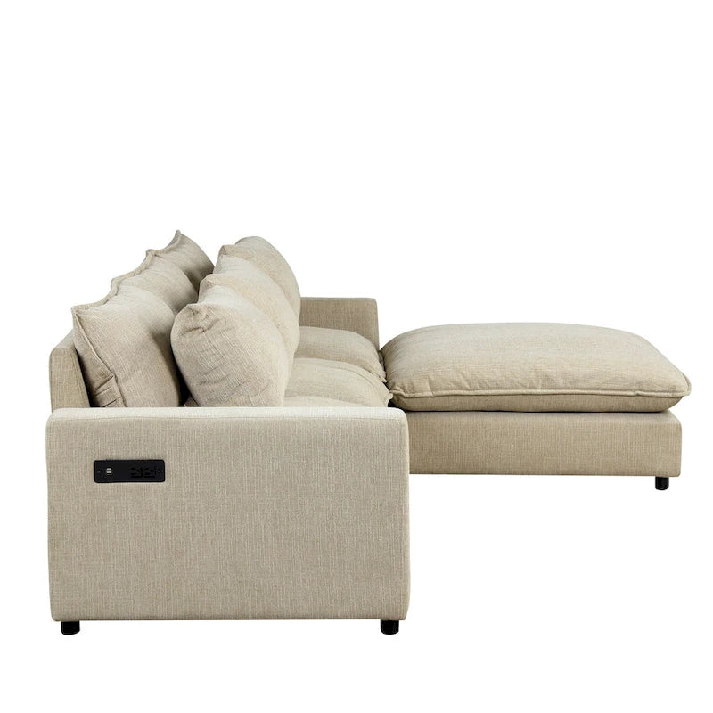 128inch Sectional Sofa Cloud Sofa Chenille Upholstered Sofa