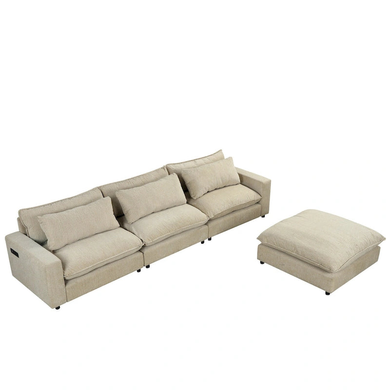 128inch Sectional Sofa Cloud Sofa Chenille Upholstered Sofa