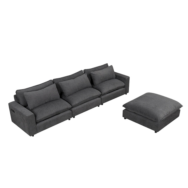 128inch Sectional Sofa Cloud Sofa Chenille Upholstered Sofa