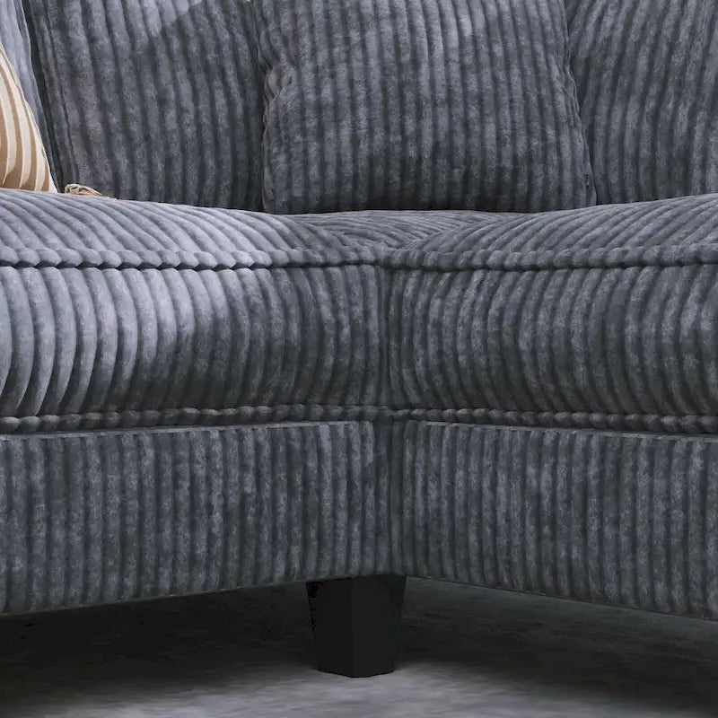 Oversized L-Shaped Corduroy Corner Couch with Armrest Storage