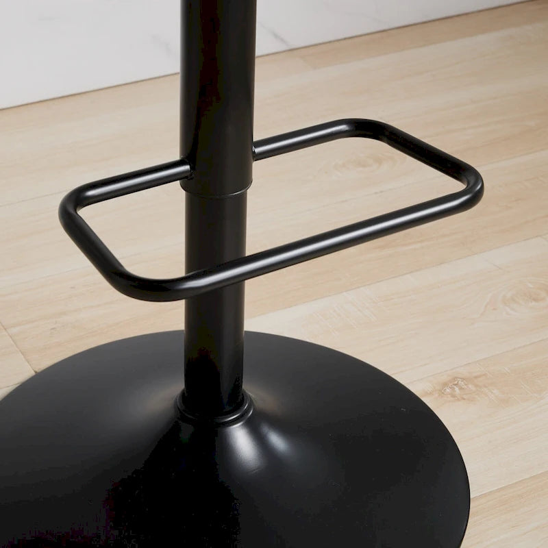 Modern Set of 2 Swivel Bar Stools with Leather Backrest Cushioned Seat Chrome-Plated Base Adjustable Height, for Kitchen Island