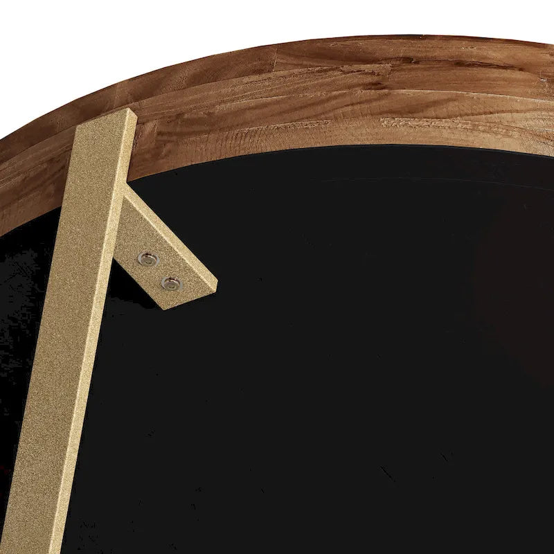 Modern Retro Stitching Round Coffee Table With Fir Wood Tabletop Black Cross Leg Base, for Living Room