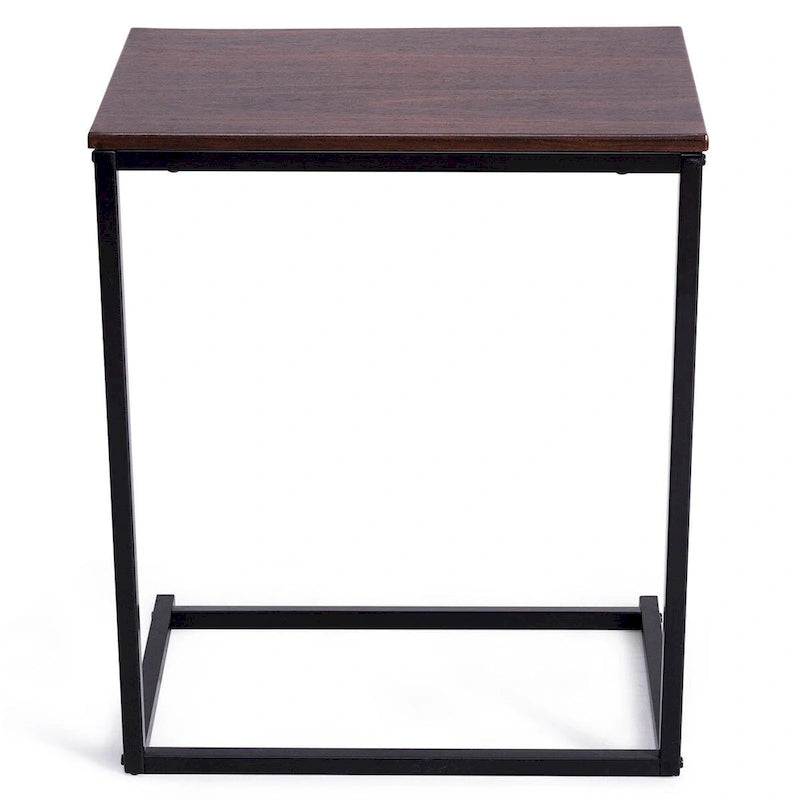 C-Shape Laptop Side Table with MDF Top and Metal Frame for Sofa or Bed