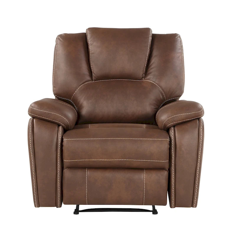Manual Push-Back Recliner Chair with Pillow-Top Arms and Padded Footrest