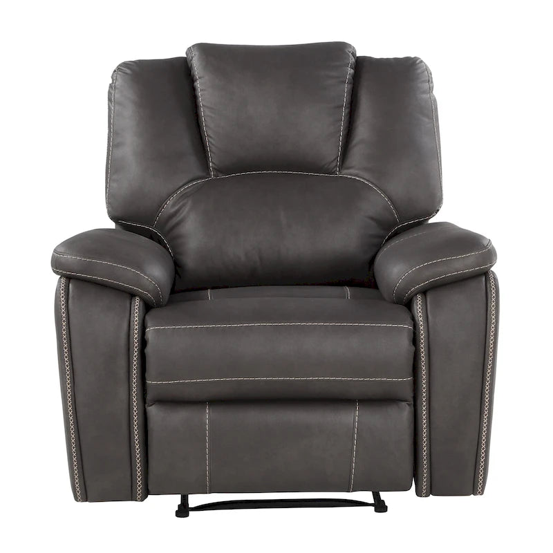 Manual Push-Back Recliner Chair with Pillow-Top Arms and Padded Footrest