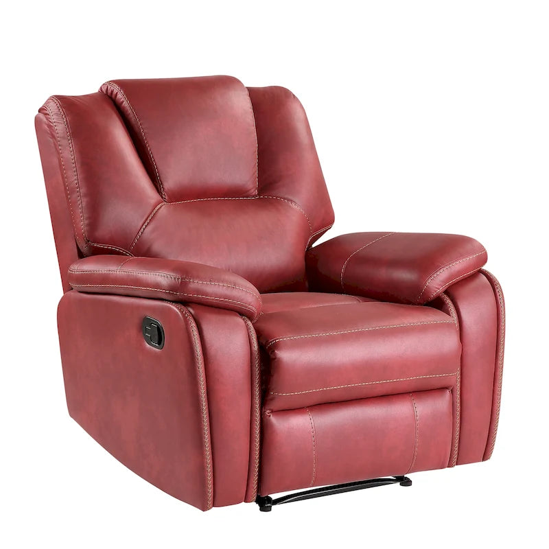 Manual Push-Back Recliner Chair with Pillow-Top Arms and Padded Footrest