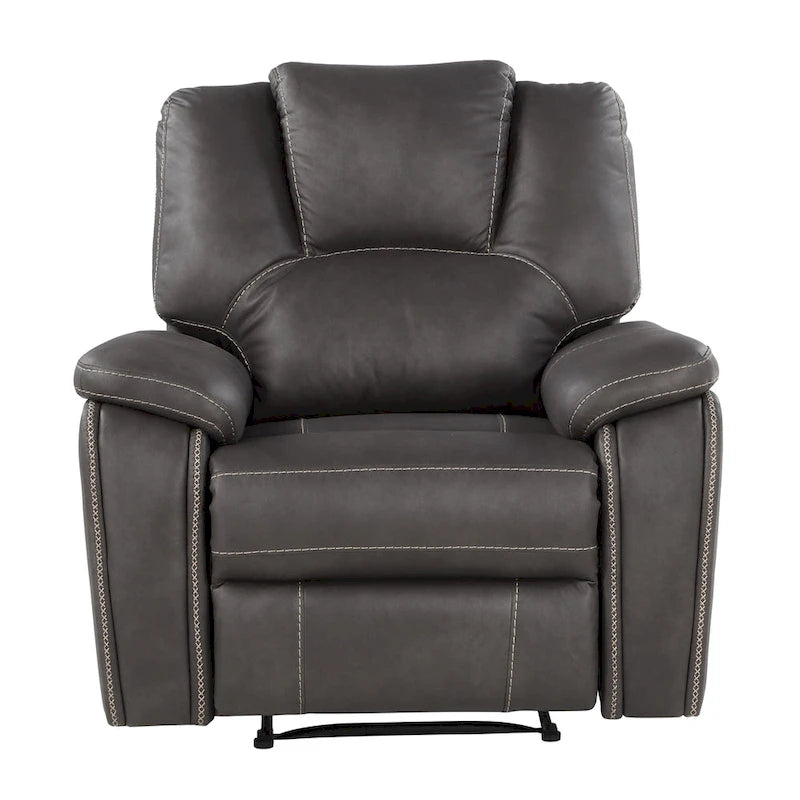 Manual Push-Back Recliner Chair with Pillow-Top Arms and Padded Footrest