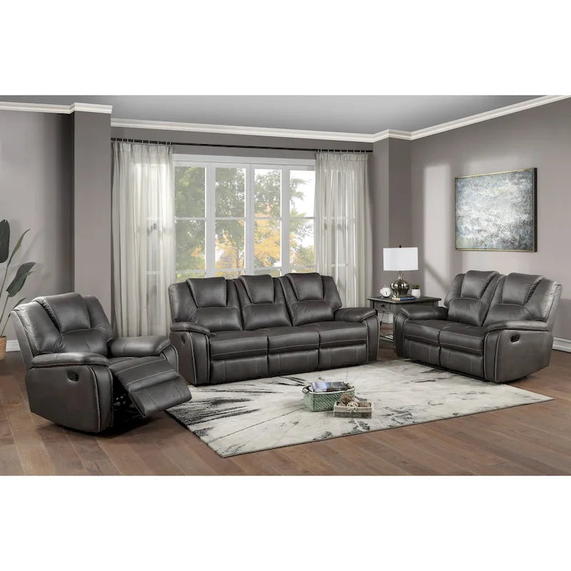 Manual Push-Back Recliner Chair with Pillow-Top Arms and Padded Footrest