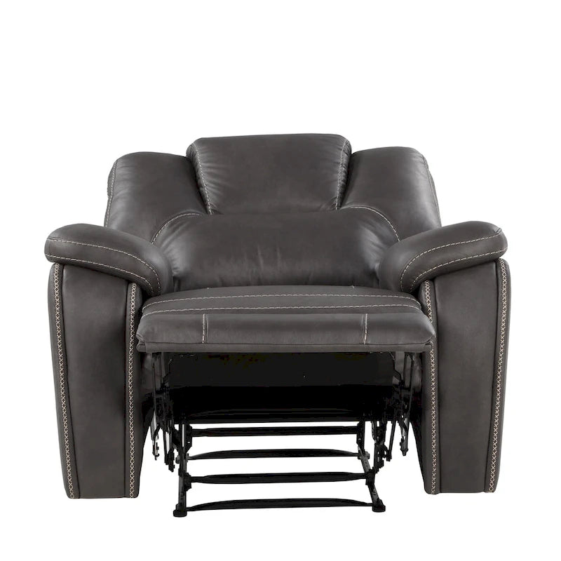 Manual Push-Back Recliner Chair with Pillow-Top Arms and Padded Footrest