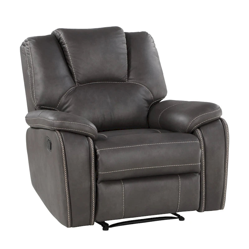Manual Push-Back Recliner Chair with Pillow-Top Arms and Padded Footrest