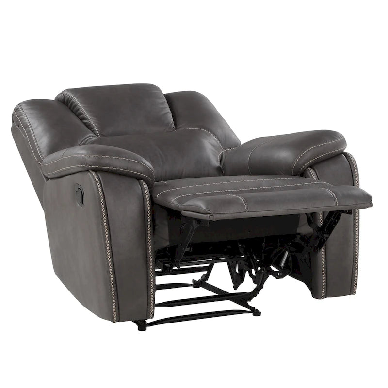 Manual Push-Back Recliner Chair with Pillow-Top Arms and Padded Footrest
