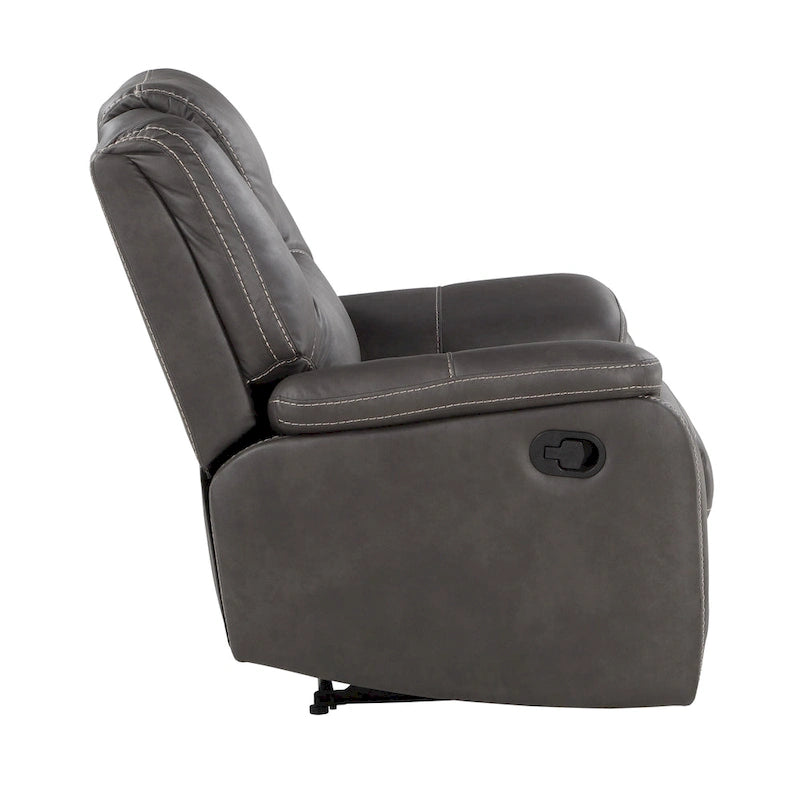 Manual Push-Back Recliner Chair with Pillow-Top Arms and Padded Footrest