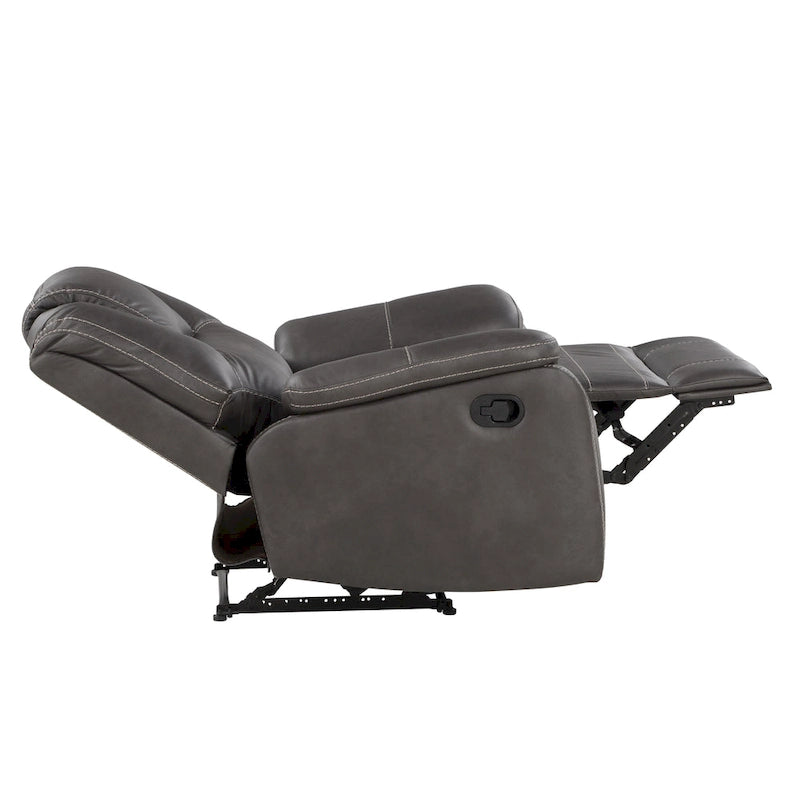 Manual Push-Back Recliner Chair with Pillow-Top Arms and Padded Footrest
