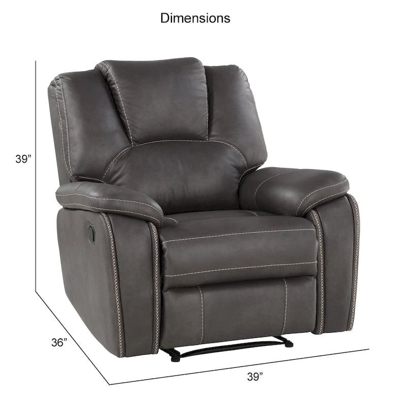 Manual Push-Back Recliner Chair with Pillow-Top Arms and Padded Footrest