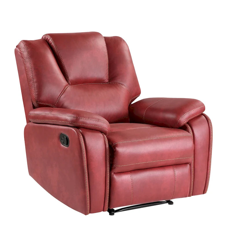 Manual Push-Back Recliner Chair with Pillow-Top Arms and Padded Footrest