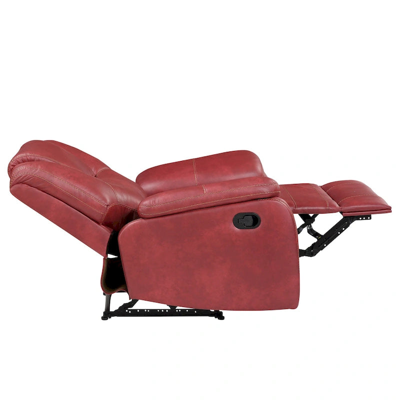 Manual Push-Back Recliner Chair with Pillow-Top Arms and Padded Footrest