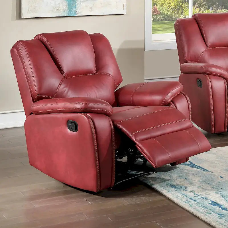 Manual Push-Back Recliner Chair with Pillow-Top Arms and Padded Footrest