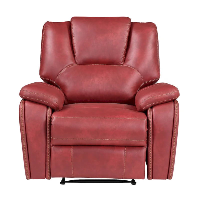 Manual Push-Back Recliner Chair with Pillow-Top Arms and Padded Footrest
