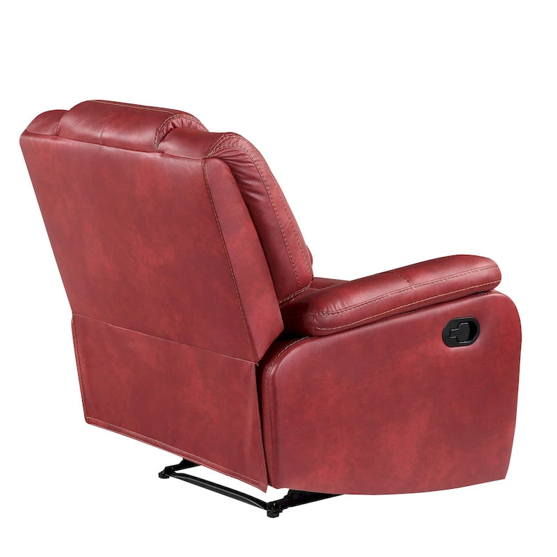 Manual Push-Back Recliner Chair with Pillow-Top Arms and Padded Footrest