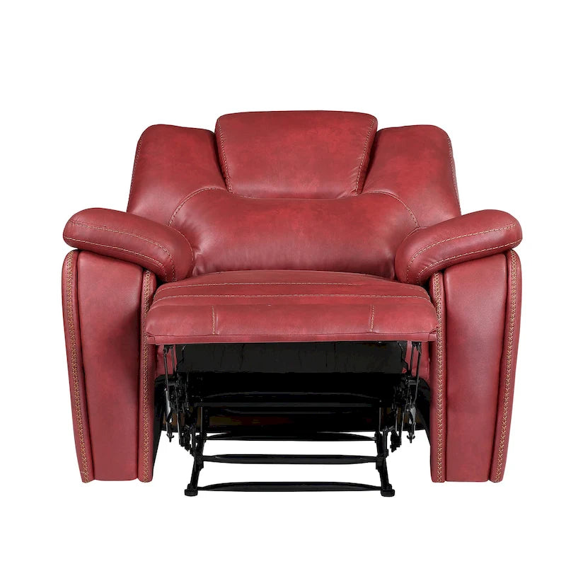Manual Push-Back Recliner Chair with Pillow-Top Arms and Padded Footrest