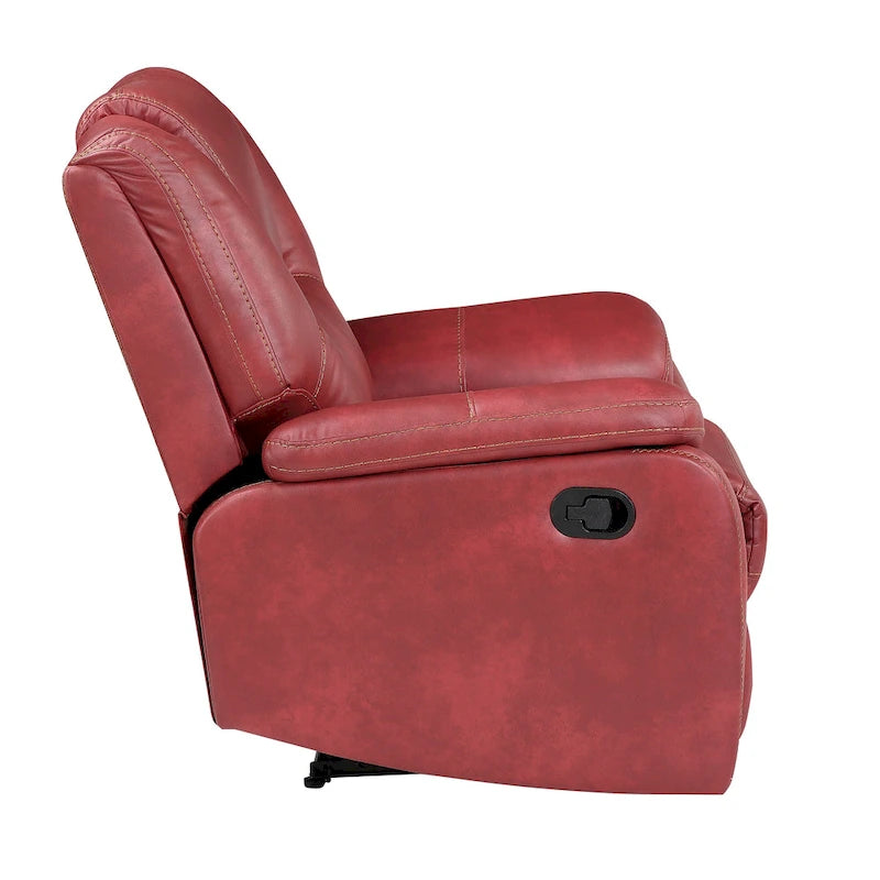 Manual Push-Back Recliner Chair with Pillow-Top Arms and Padded Footrest