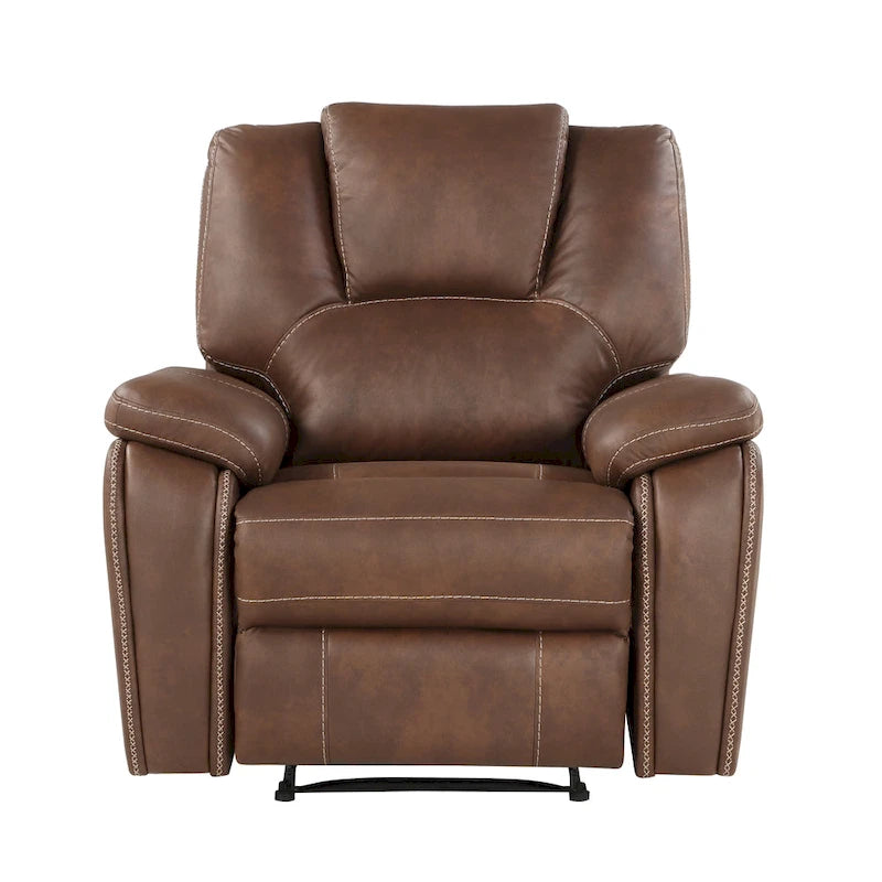 Manual Push-Back Recliner Chair with Pillow-Top Arms and Padded Footrest