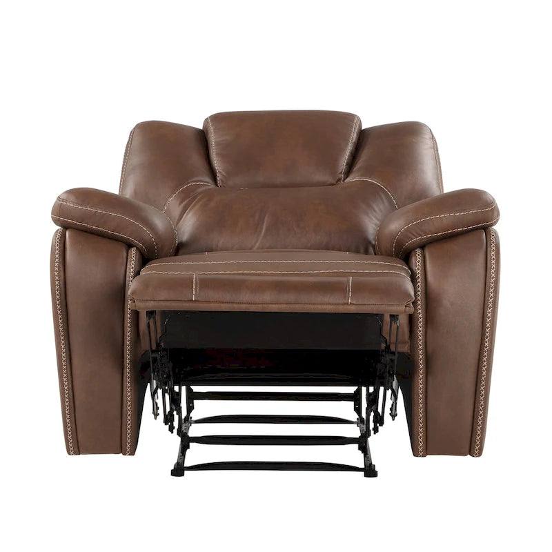 Manual Push-Back Recliner Chair with Pillow-Top Arms and Padded Footrest