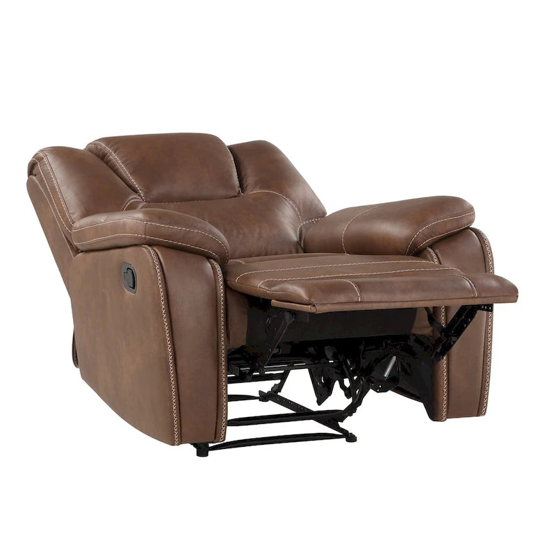 Manual Push-Back Recliner Chair with Pillow-Top Arms and Padded Footrest