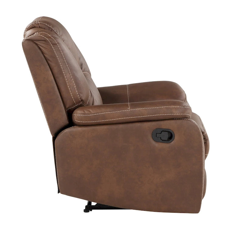 Manual Push-Back Recliner Chair with Pillow-Top Arms and Padded Footrest