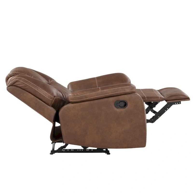 Manual Push-Back Recliner Chair with Pillow-Top Arms and Padded Footrest