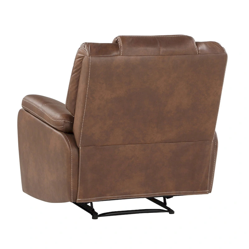 Manual Push-Back Recliner Chair with Pillow-Top Arms and Padded Footrest