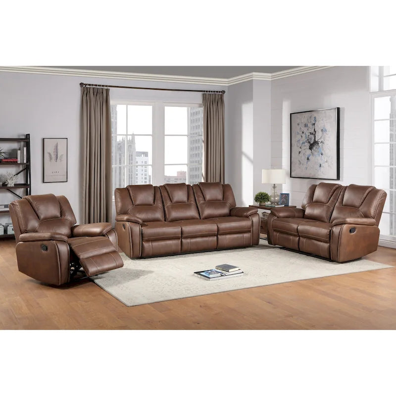 Manual Push-Back Recliner Chair with Pillow-Top Arms and Padded Footrest