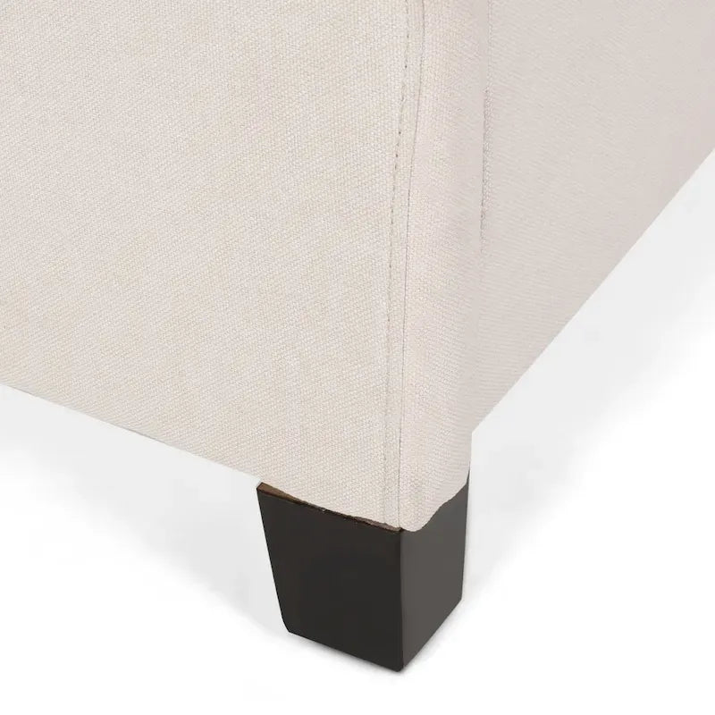 Queen Upholstered Tufted Bed with Padded Headboard and Solid Wood Frame