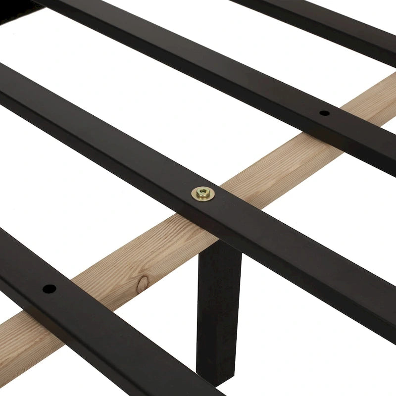 Queen Upholstered Tufted Bed with Padded Headboard and Solid Wood Frame