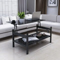 Lift Top Glass Coffee Table with Storage for Living Room Home Office