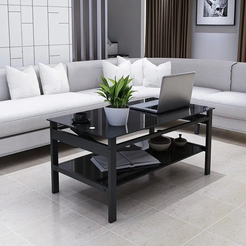 Lift Top Glass Coffee Table with Storage for Living Room Home Office