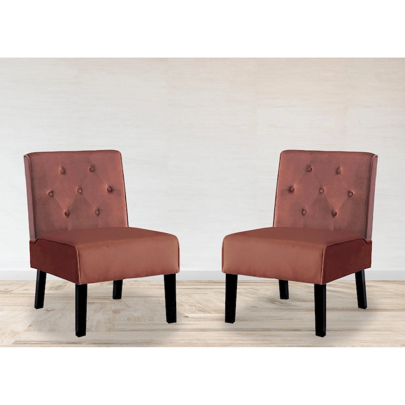 Velvet Tufted Back Accent Chair Set of 2