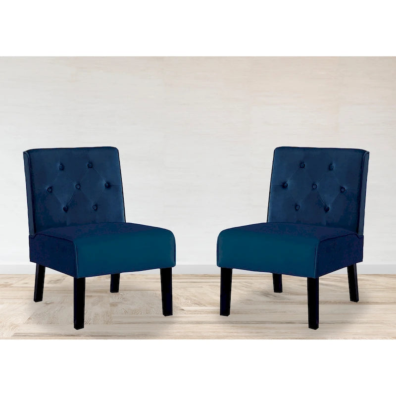 Velvet Tufted Back Accent Chair Set of 2