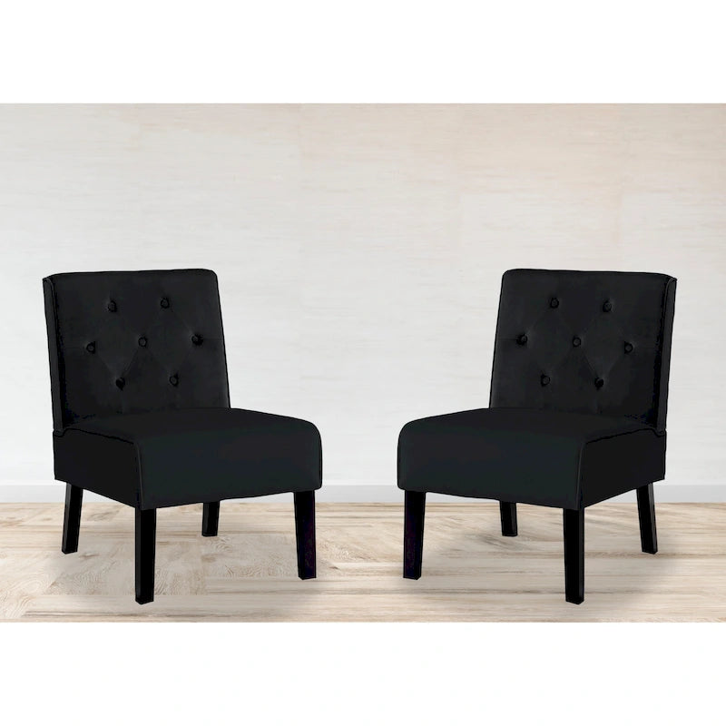 Velvet Tufted Back Accent Chair Set of 2