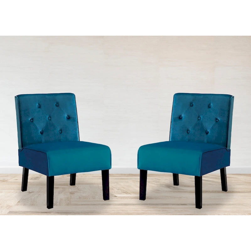 Velvet Tufted Back Accent Chair Set of 2