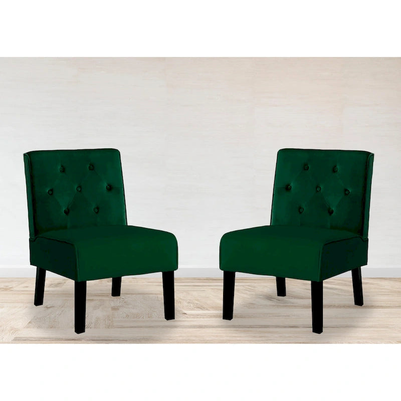 Velvet Tufted Back Accent Chair Set of 2