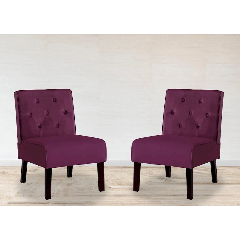 Velvet Tufted Back Accent Chair Set of 2