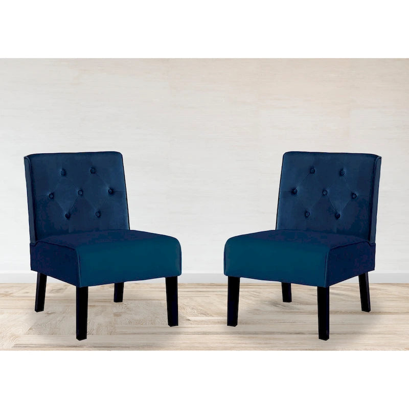 Velvet Tufted Back Accent Chair Set of 2