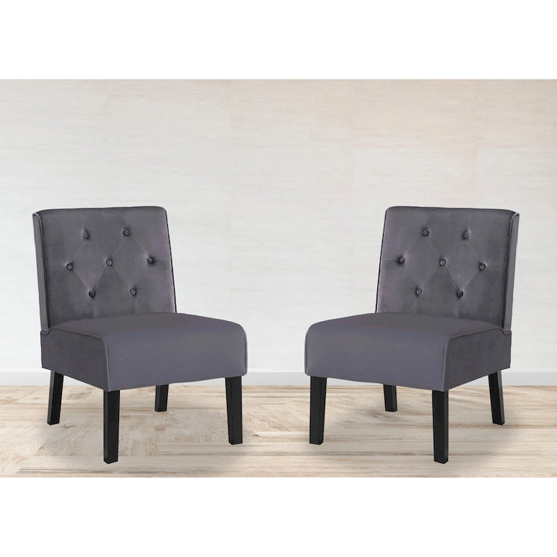Velvet Tufted Back Accent Chair Set of 2