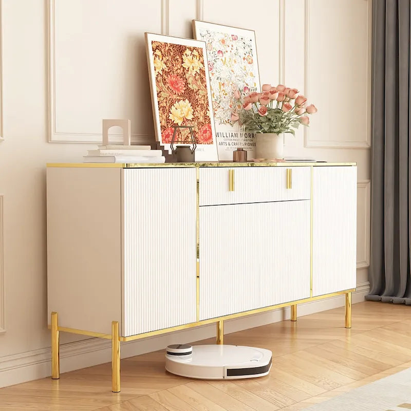 4-Door Kitchen Sideboard with 2 Top Drawers and Accent Storage